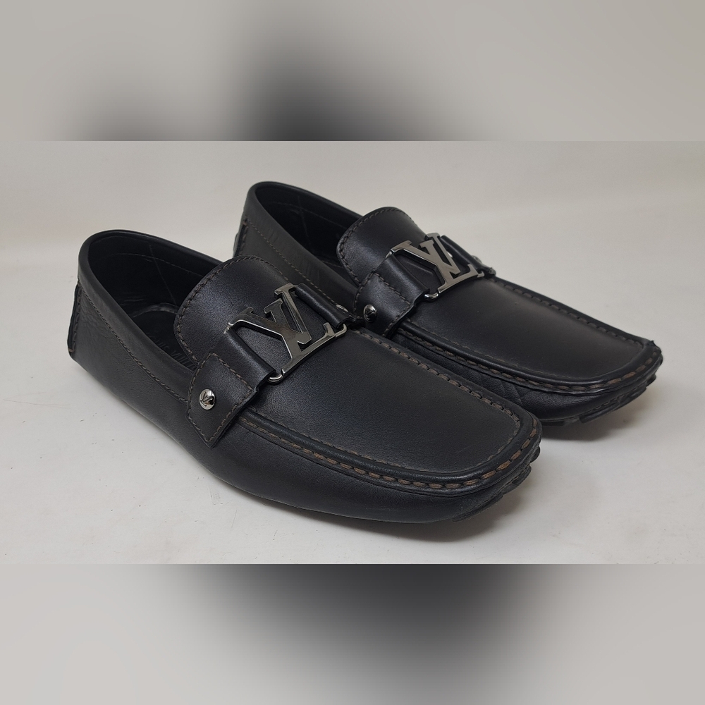 Louis Vuitton Monte Carlo Driving Loafers Shoes Chocolate Brown Leather 8.5 US - Picture 2 of 16